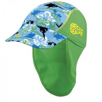 BECO Chapeau de soleil Sealife avec protège-cou pour les tout-petits Bleu Vert UV50+ Taille 1